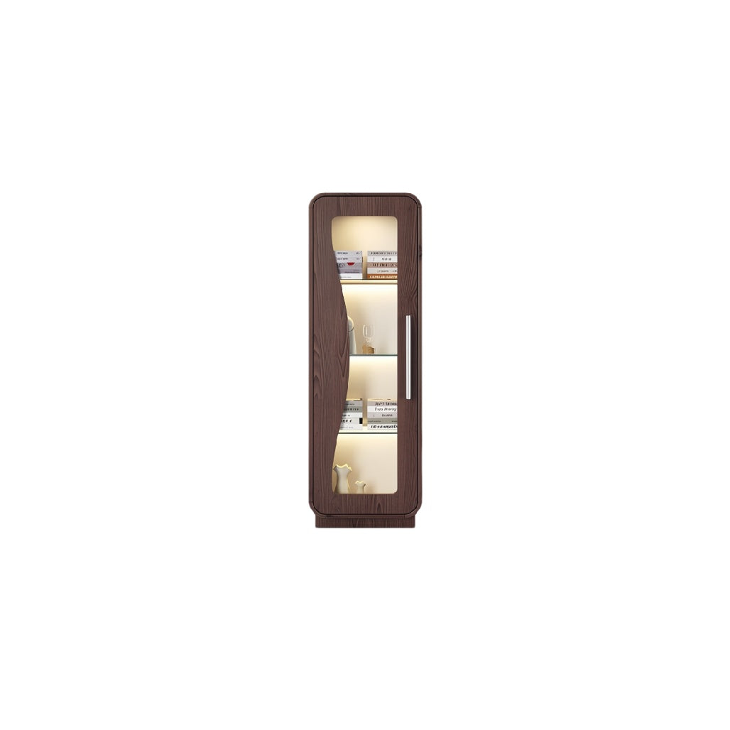 Modern Wooden Display Cabinet with Glass Doors and Adjustable Shelving