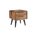 Mid-Century Modern Wooden Nightstand with Two Drawers